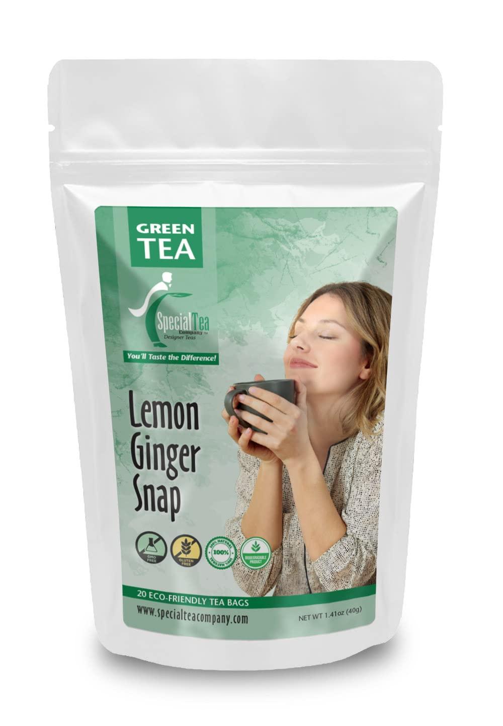 SpecialTea Company Special Tea Lemon Ginger Snap Organic Green Tea, 20 Tea Bags