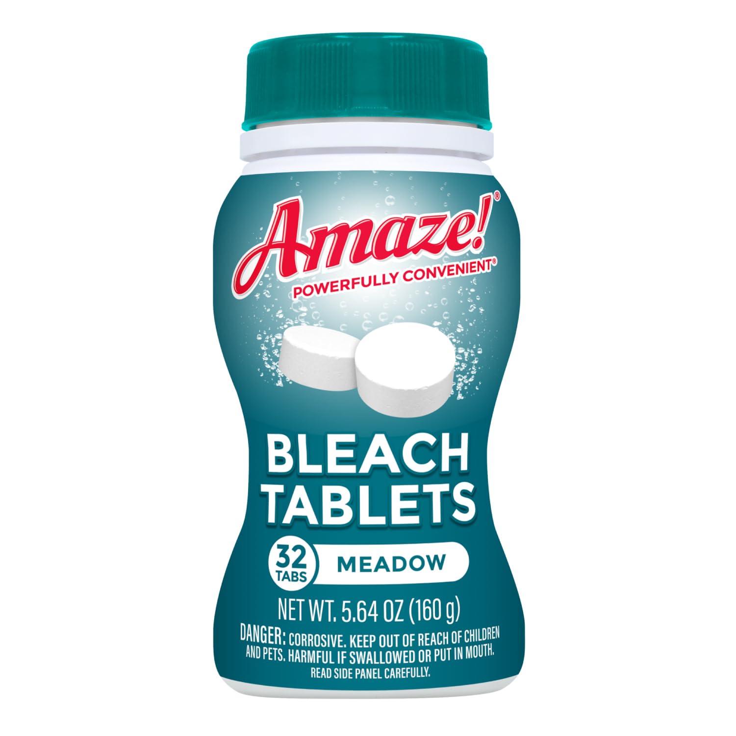 AMAZE AMAZE Ultra Concentrated Bleach Tablets [32 tablets] - Meadow Scent - for Laundry, Toilet, and Multipurpose Home Cleaning. No Splash Liquid Bleach Alternative