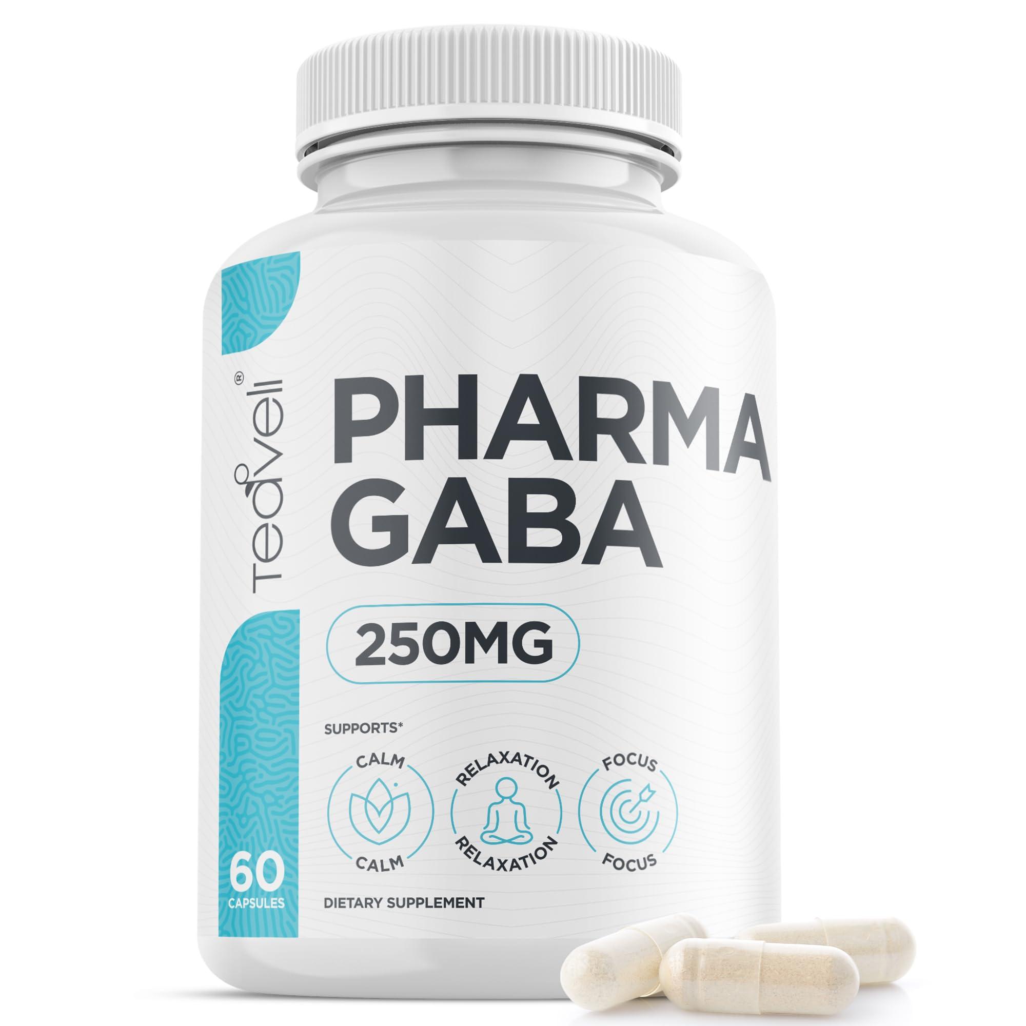 Teaveli Pharma GABA 250 mg Naturally Fermented GABA Supplement Clinically Proven to Support Relaxation, Cognitive Health, Sleep & Focus PharmaGABA Complements L-Theanine- Alternative to Gummies & Chewables