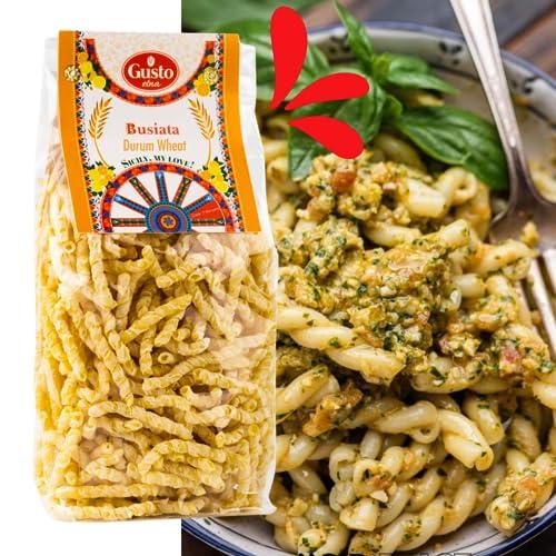 GUSTO ETNA Busiata Pasta, Spiral Pasta (500 gr), Artisan Italian Pasta, Busiate Pasta, Product of Italy, Non GMO, by Gusto ETNA