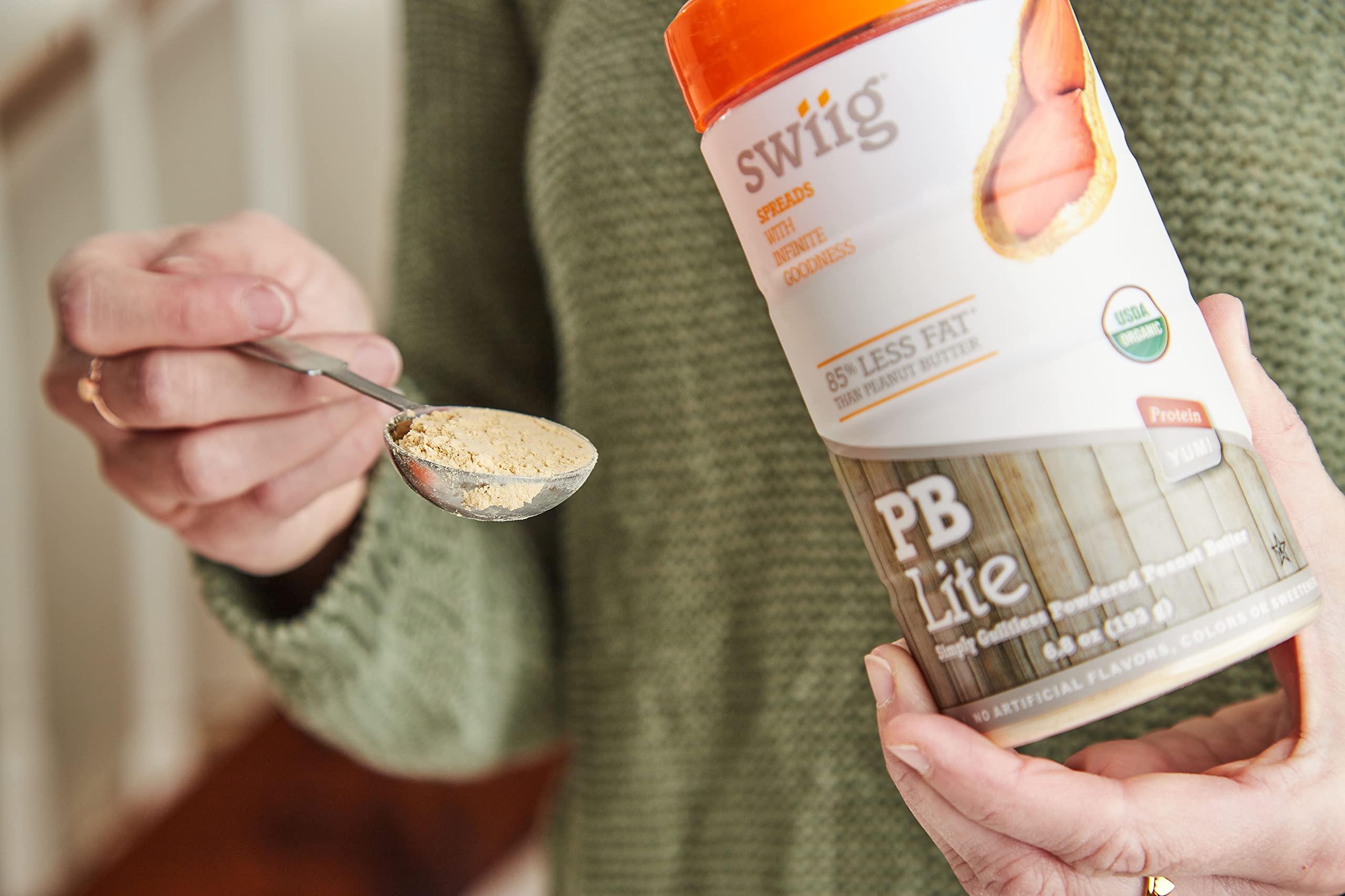 swiig swiig PB Lite 2lb - Low-Calorie, 5g Protein, No Added Sugar - Mix in Protein Shakes and Smoothies - Low Carb - Made from Real Roasted Peanuts