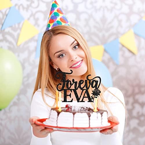 Talorine Talorine Foreva Eva Cake Topper, Wedding Rehearsal Cake Topper Supplies, Engagement, Bridal Shower, Bachelorette Party Cake Decoration Supplies (Black Glitter)