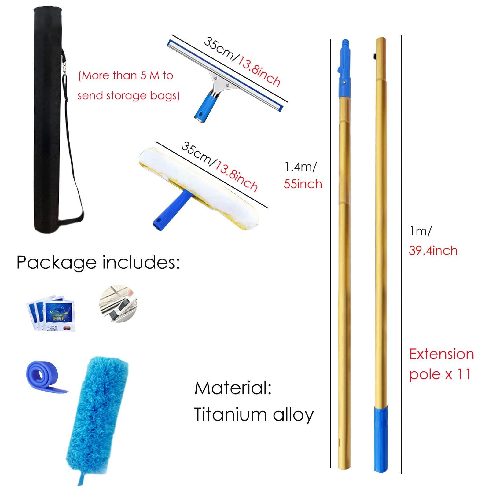 YXXSDP Extra Long Window Cleaning Pole, Indoor/Outdoor High Window Squeegee Cleaner, with Extension Pole, for Home Hotel Office Shop (Size : Length 12.5m/492inch/41ft)