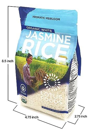 Lotus Foods Lotus Foods Organic White Jasmine Rice - Jasmine Rice, Gluten Free White Rice, Organic Rice, Long Grain Asian Sticky Rice, USDA Organic, Vegan, Gluten Free - 30 Oz (Pack of 3)