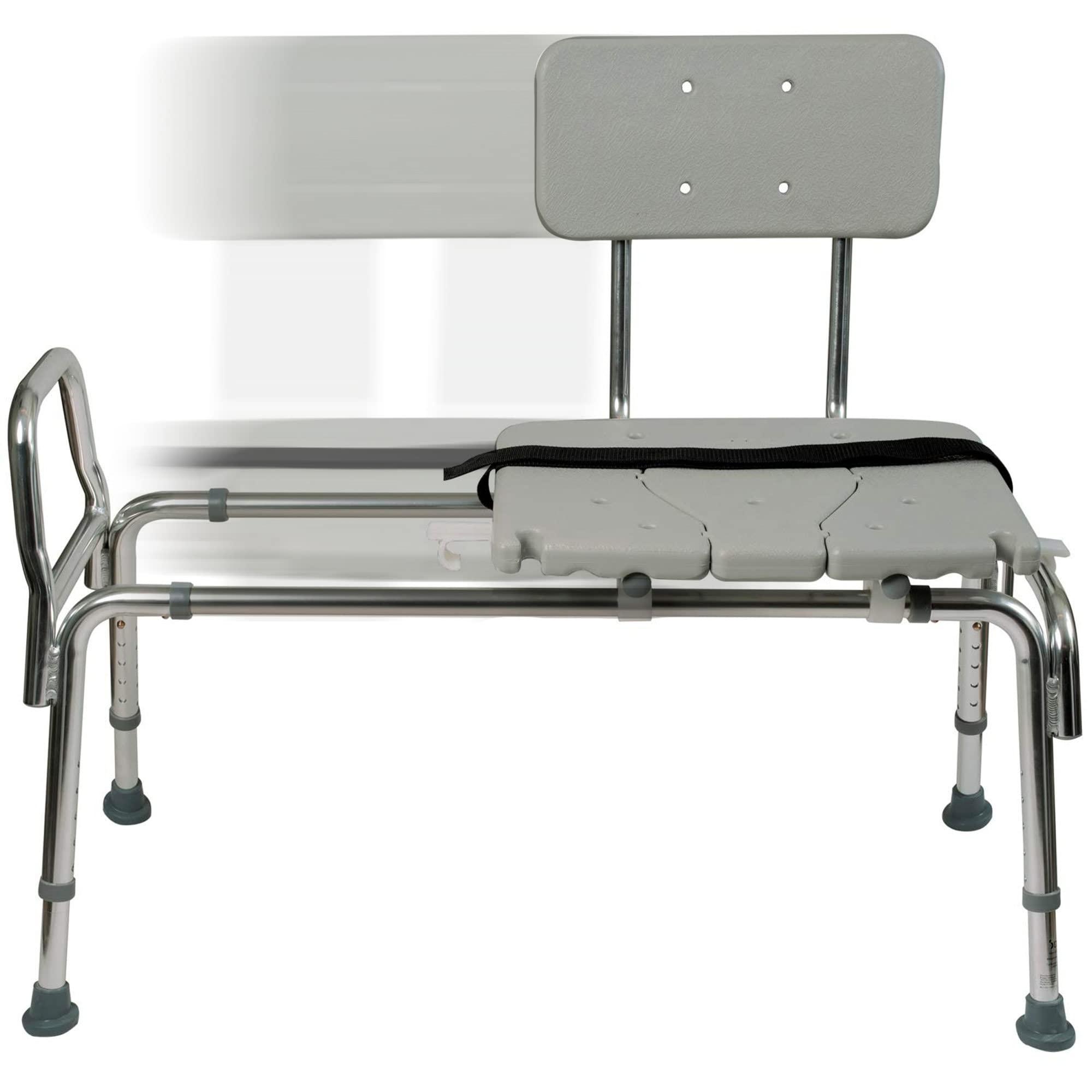 DMI DMI Tub Transfer Bench and Shower Chair with Non Slip Aluminum Body, FSA Eligible, Adjustable Seat Height and Cut Out Access, Holds Weight up to 400 Lbs, Bath and Shower Safety, Transfer Bench