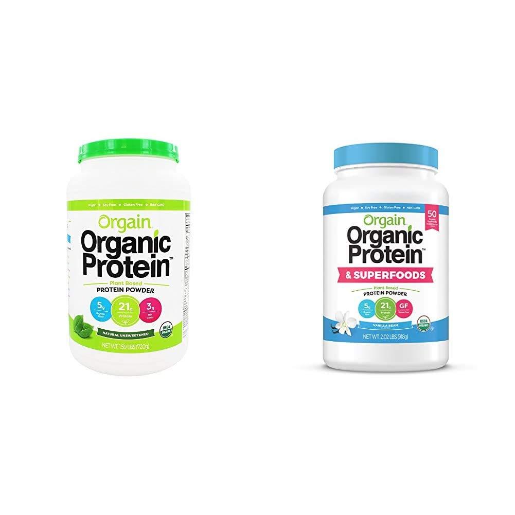 Orgain Orgain Organic Plant Based Protein Powder Bundle - Unsweetened, Vanilla Bean, and Superfoods (2 Products)