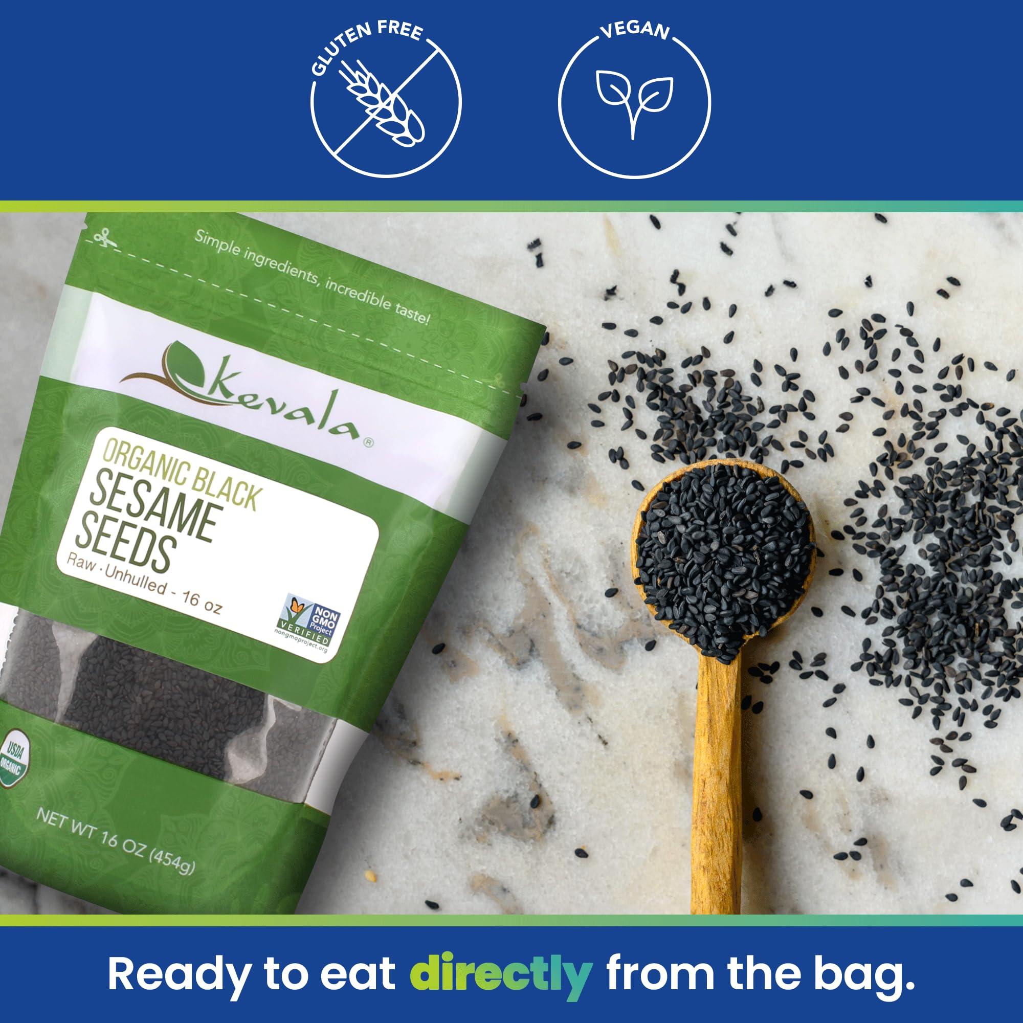 kevala Kevala Organic Black Sesame Seeds 16 oz 1 lb Raw Black Sesame Seeds Sesame Seeds Black Organic Black Seeds Organic Unhulled Sesame Seeds