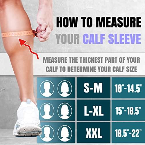 BLITZU BLITZU 3 Pairs Calf Compression Sleeves for Women and Men Size XXL, One Blue, One Black, One White Calf Sleeve, Leg Compression Sleeve for Calf Pain and Shin Splints. Footless Compression Socks.