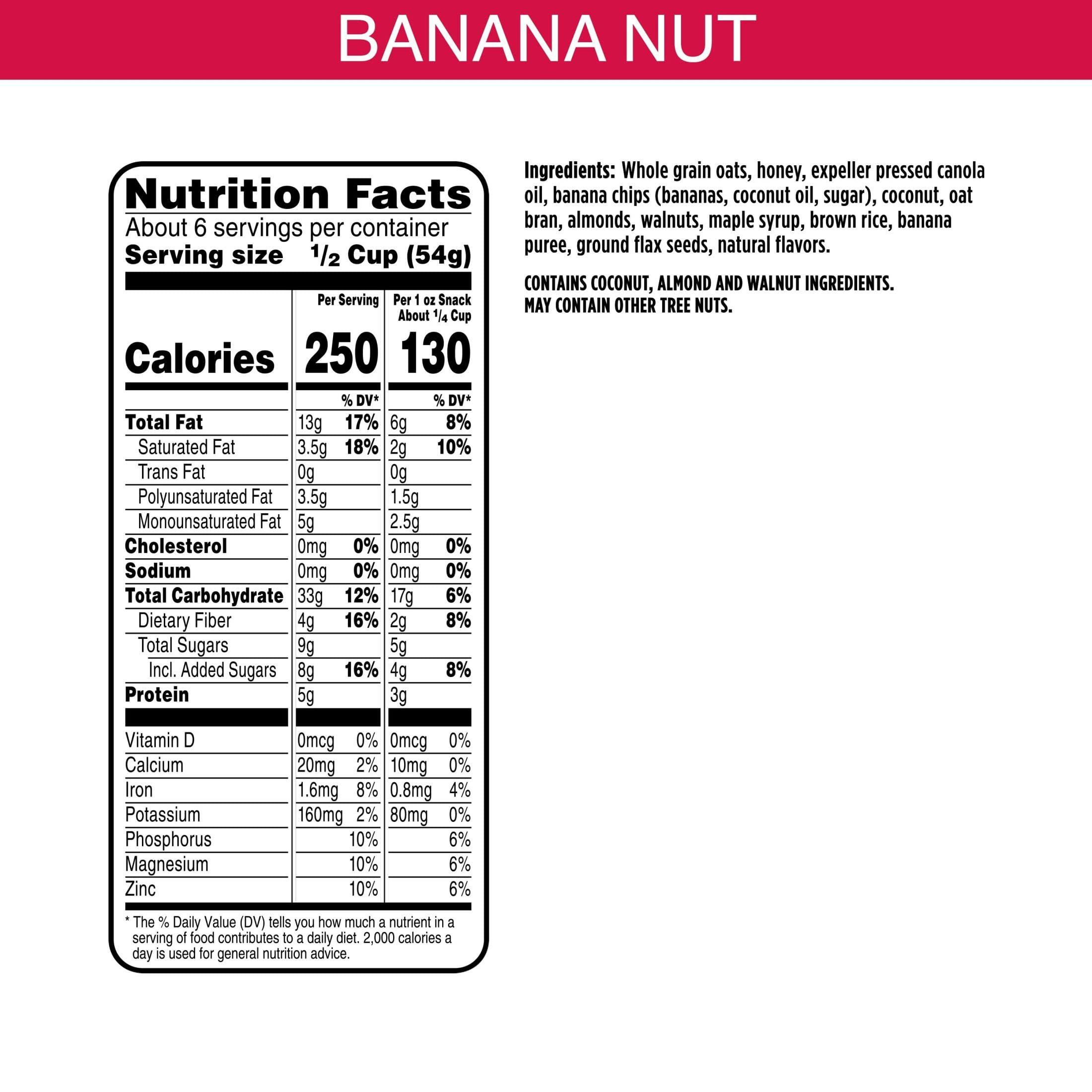 Bear Naked Bear Naked Granola Cereal, Breakfast Snacks, Banana Nut (6 Bags)
