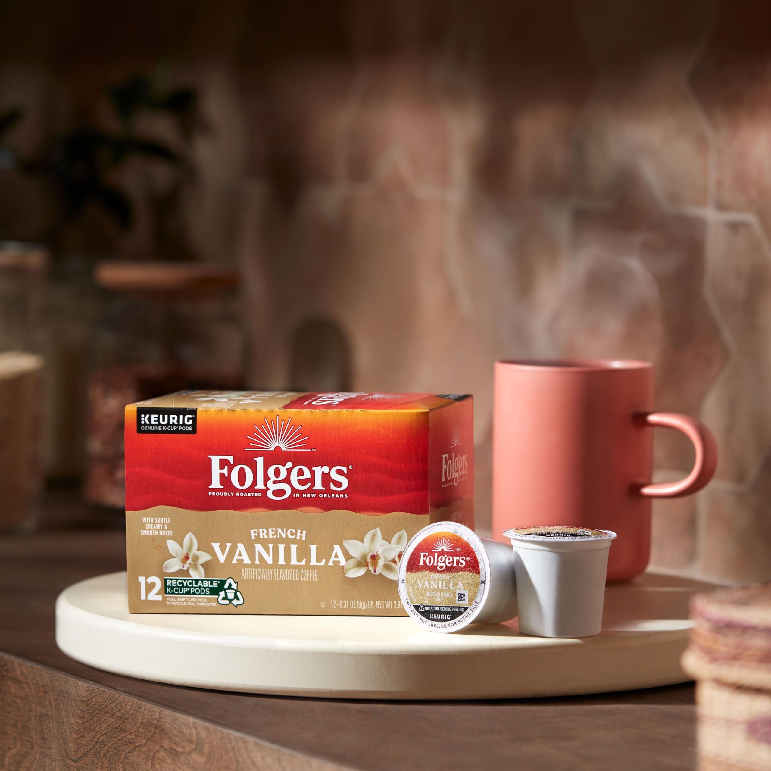 Folgers Folgers French Vanilla Flavored Coffee, 12 Keurig K-Cup Pods
