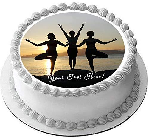 Edible Prints On Cake Namaste Yoga - Edible Cake Topper - 7.5" round