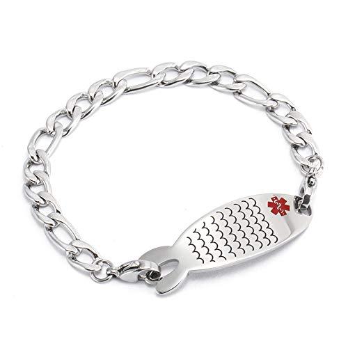 BAIYI HOPE BAIYI HOPE Personalized Medical Alert ID Bracelets Custom Engraved Stainless Steel Medical Emergency Bracelet for Girls, 6 inch