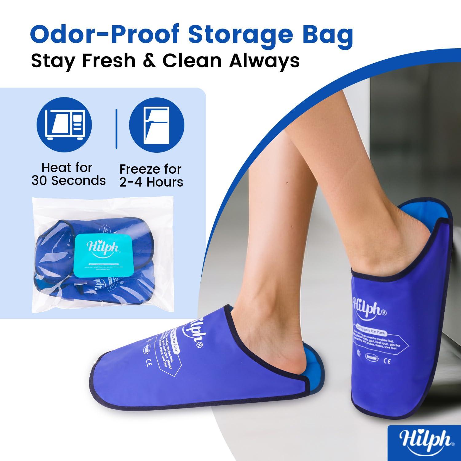 Hilph Hilph Foot Ice Pack Slippers for Plantar Fasciitis 2 Packs, Reusable Hot Cold Packs Gel Ice Slipper for Foot and Broken Toes, Gout, Foot Surgery, Neuropathy, Diabetic, Swollen (Dark Blue)