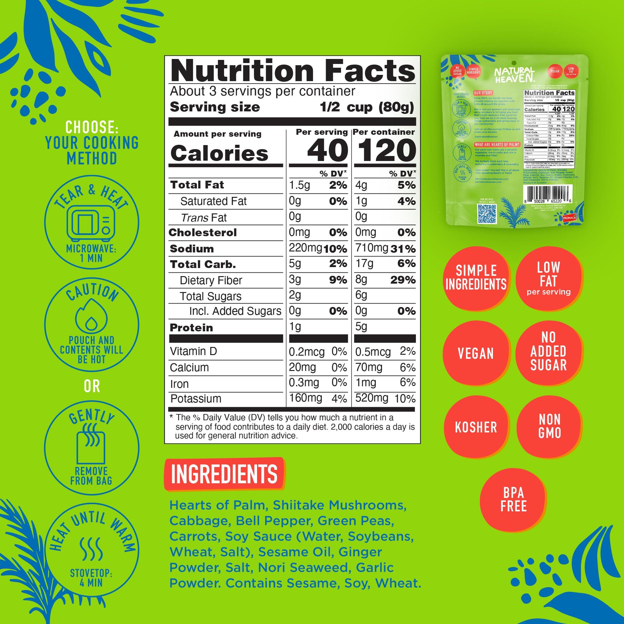 Natural Heaven Natural Heaven Hearts of Palm Asian Keto Food Bowl 6-Pack Prepared Meals, Ready in 60 Seconds, 9 Oz Ea