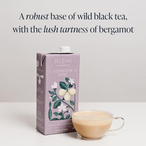 Rishi Tea Rishi Tea London Fog Latte, Organic Black Tea Concentrate with Bergamot, Easy-to-Serve Hot or Iced Earl Grey Tea Mix - 32 fl oz Carton, 8 Servings (Pack of 3)