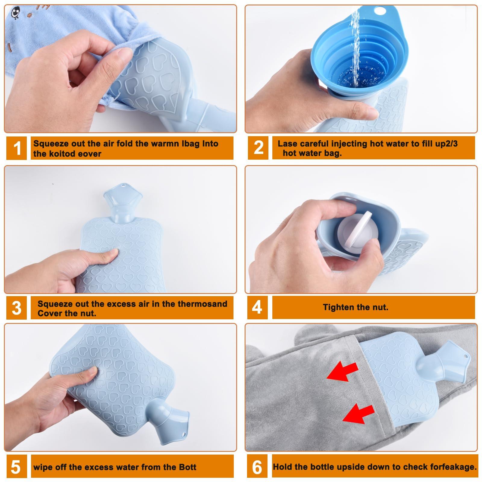 GUDFBALE Hot Water Bottle with Waist Cover,Wrap Around Warm Water Bag Belt Hand Warmer Pocket,Hot Water Bag with Cover for Menstrual Cramps,Pain Relief,Hot and Cold Therapy Grey