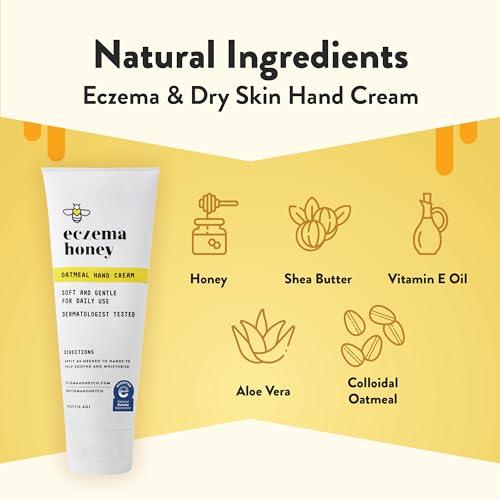 ECZEMA HONEY ECZEMA HONEY Oatmeal Hand Cream - Natural Hand & Body Lotion for Eczema Rash Relief - Eczema Cream for Dry, Itchy, Sensitive, & Irritable Skin (4 Oz)