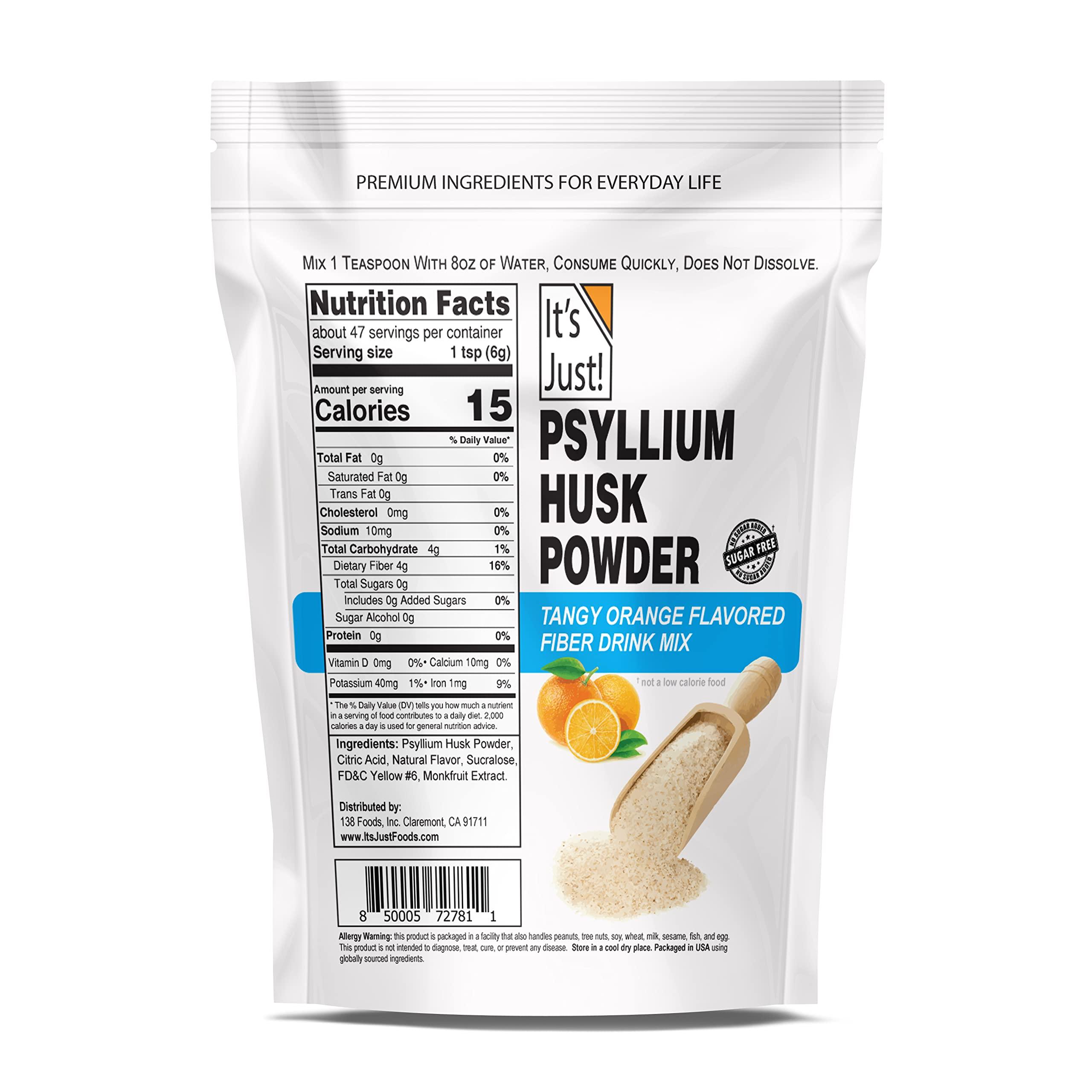 It\'s Just! It\'s Just! - Psyllium Husk Powder, Easy Mixing Dietary Fiber, Cleanse Your Digestive System, Finely Ground Powder, Ideal for Keto Baking, Non-GMO (Tangy Orange, 10oz (Pack of 1))
