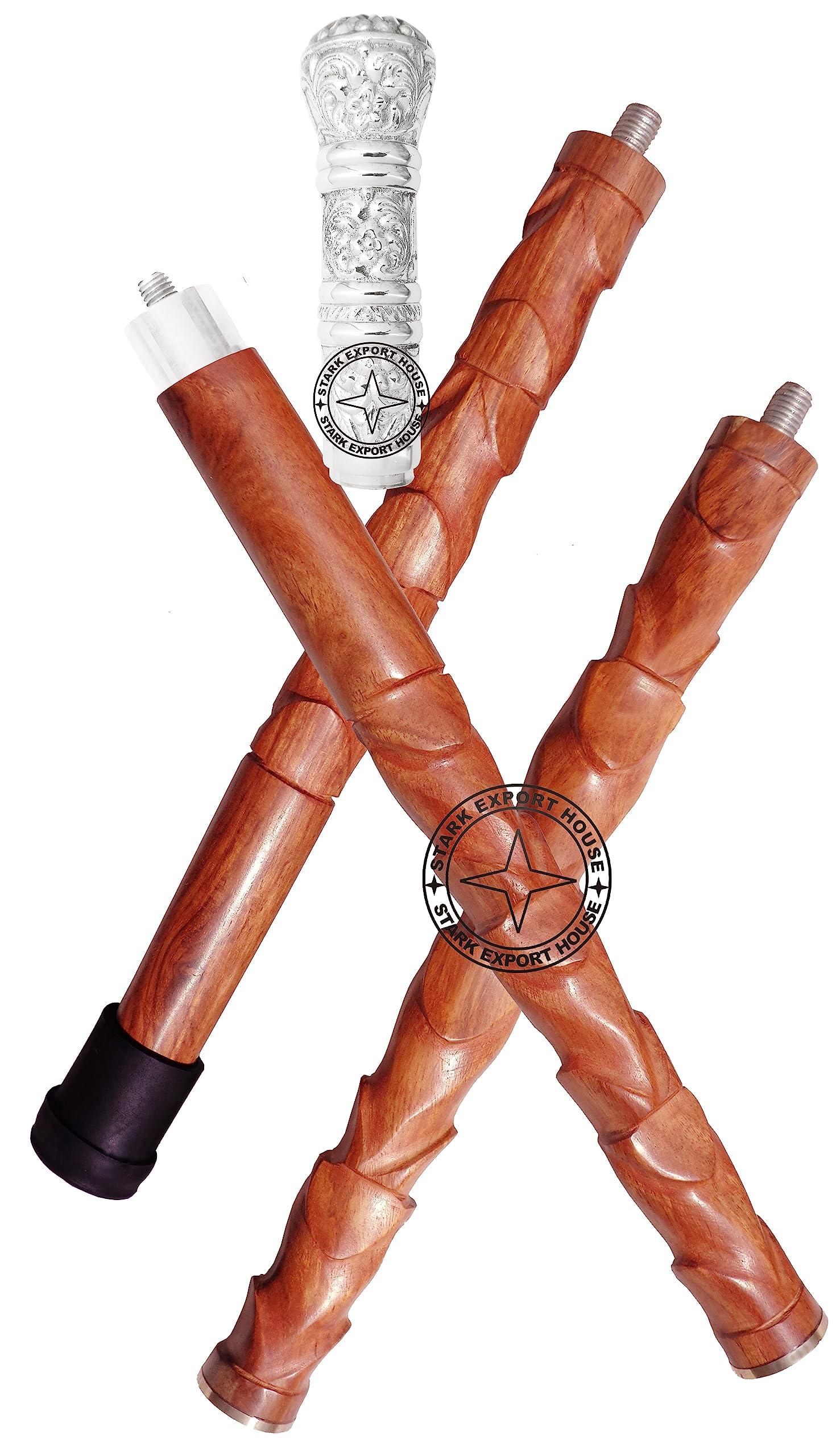 SUNRISE GIFT STORE Nickel Silver Nautical Designer Walking Stick Men & Women Canes and Wooden 37 inch Handle Natural Wood Rosewood Stick Best for Gift DVjL