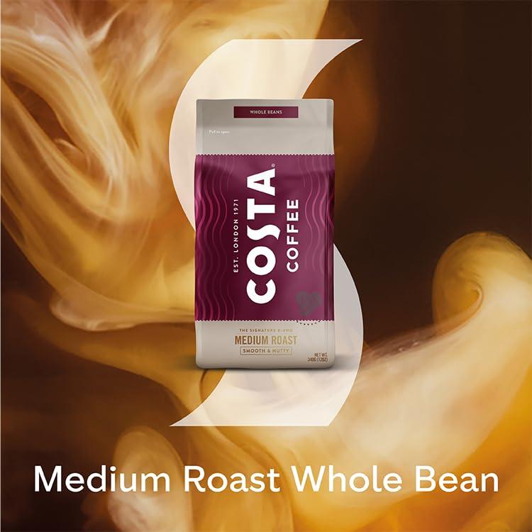 Costa Costa Coffee Whole Bean Coffee, Signature Blend Medium Roast, 12oz, Rainforest Alliance Certified