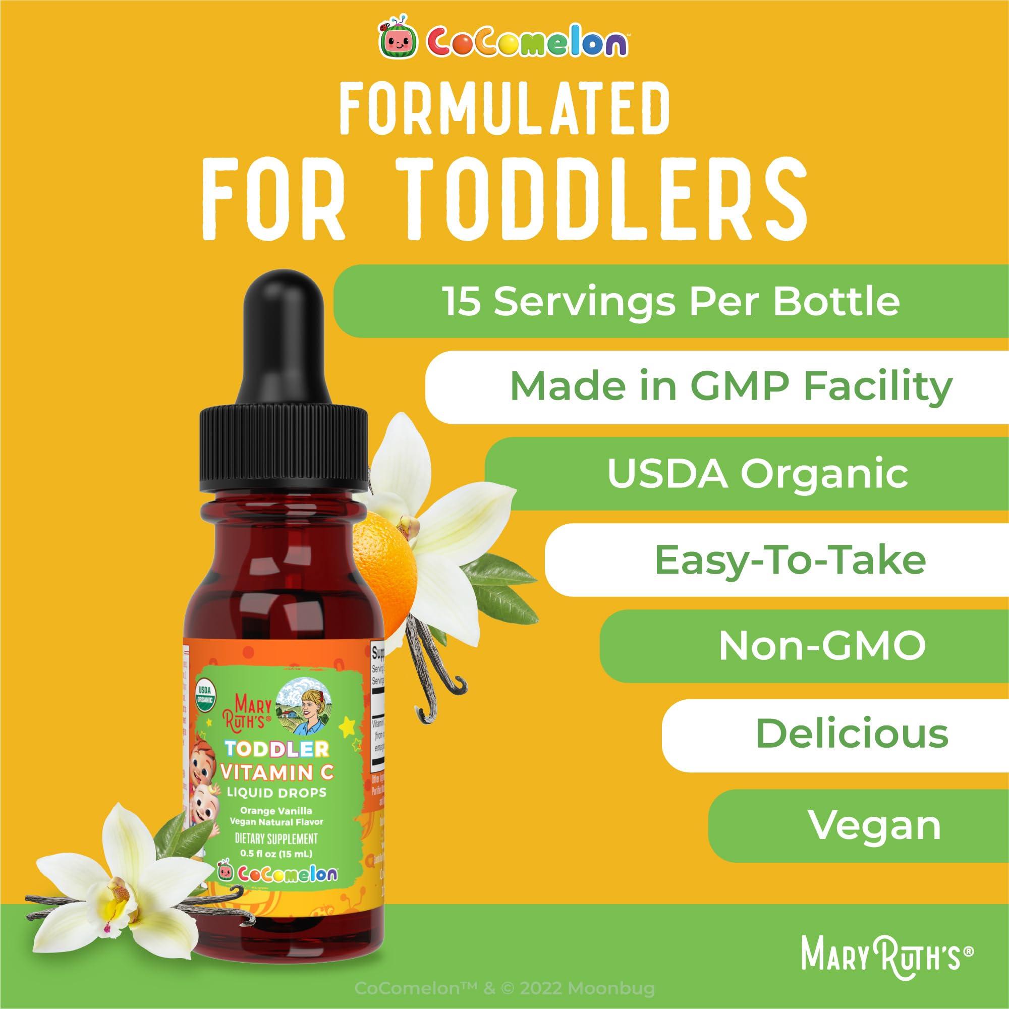MaryRuth Organics MaryRuth Organics | CoComelon Kids Vitamin C Liquid Drops for Ages 4-13 Years | USDA Organic | Immune Support & Overall Health | USDA Organic | Vegan | Non-GMO | Gluten Free | 30 Servings