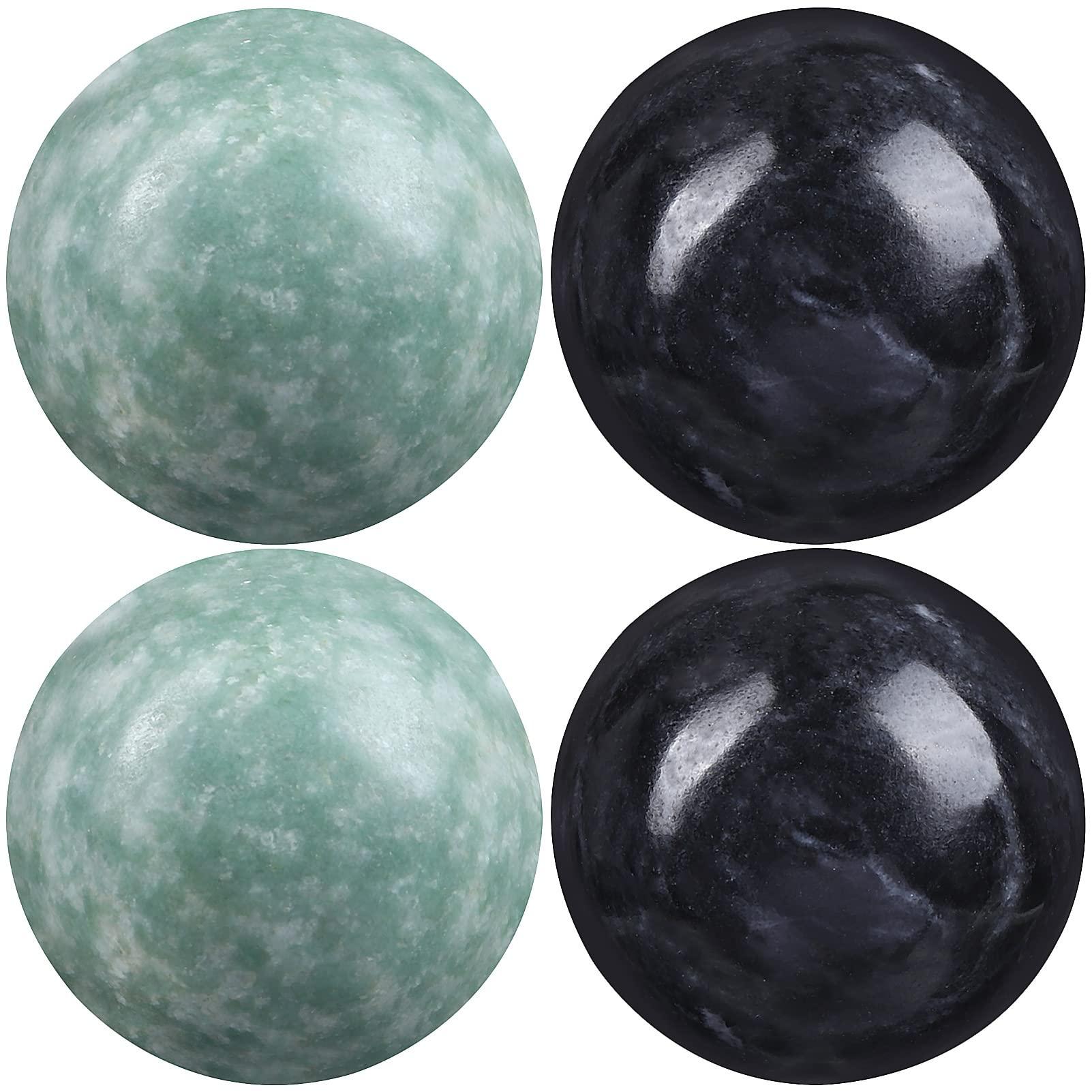 Healifty Healifty Baoding Balls Pack of 4-1.4 inch Chinese Balls for Hand, No Chime Chinese Health Exercise Massage Balls (Green,Black)