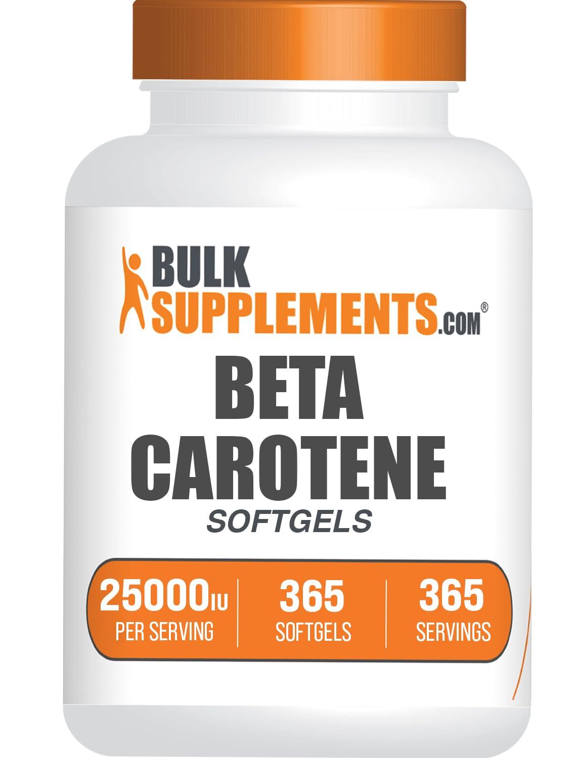 BulkSupplements BulkSupplements.com Beta Carotene 25000 IU Softgels - Vitamin A Supplement, Beta Carotene Supplements - for Eye Support, Gluten Free, 1 Softgel per Serving, 365 Count (Pack of 1)