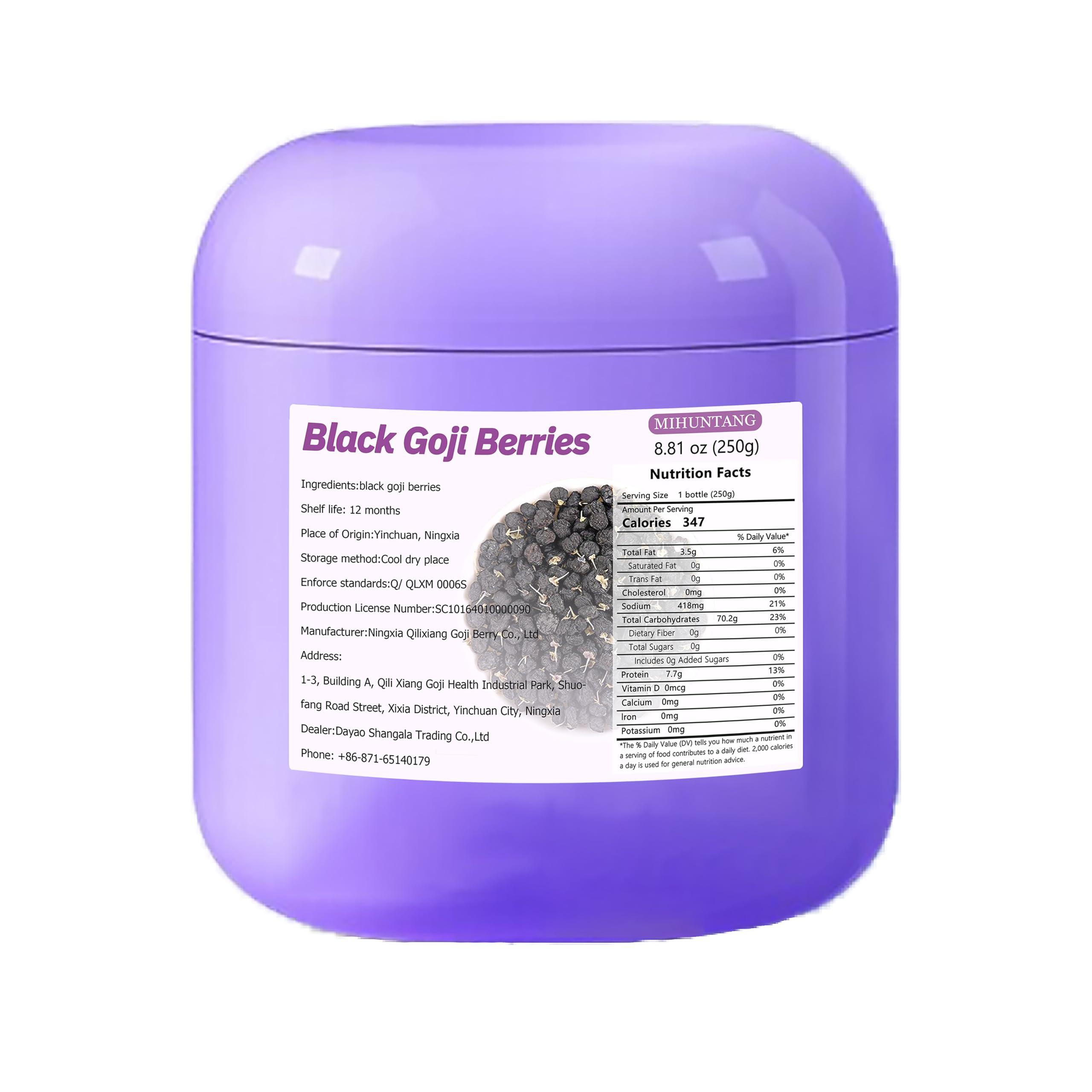 MIHUNTANG Black Goji Berries 8.8oz Qinghai Wolfberry Berry tea Dried Goji Berries250g