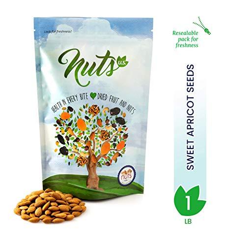 NUTS - U.S. - HEALTH IN EVERY BITE ! NUTS U.S. - Sweet Raw Apricot Kernels (Seeds) | Unpasteurized and Non-GMO | No Sulphure | Packed In Resealable Bags!!! (1 LB)