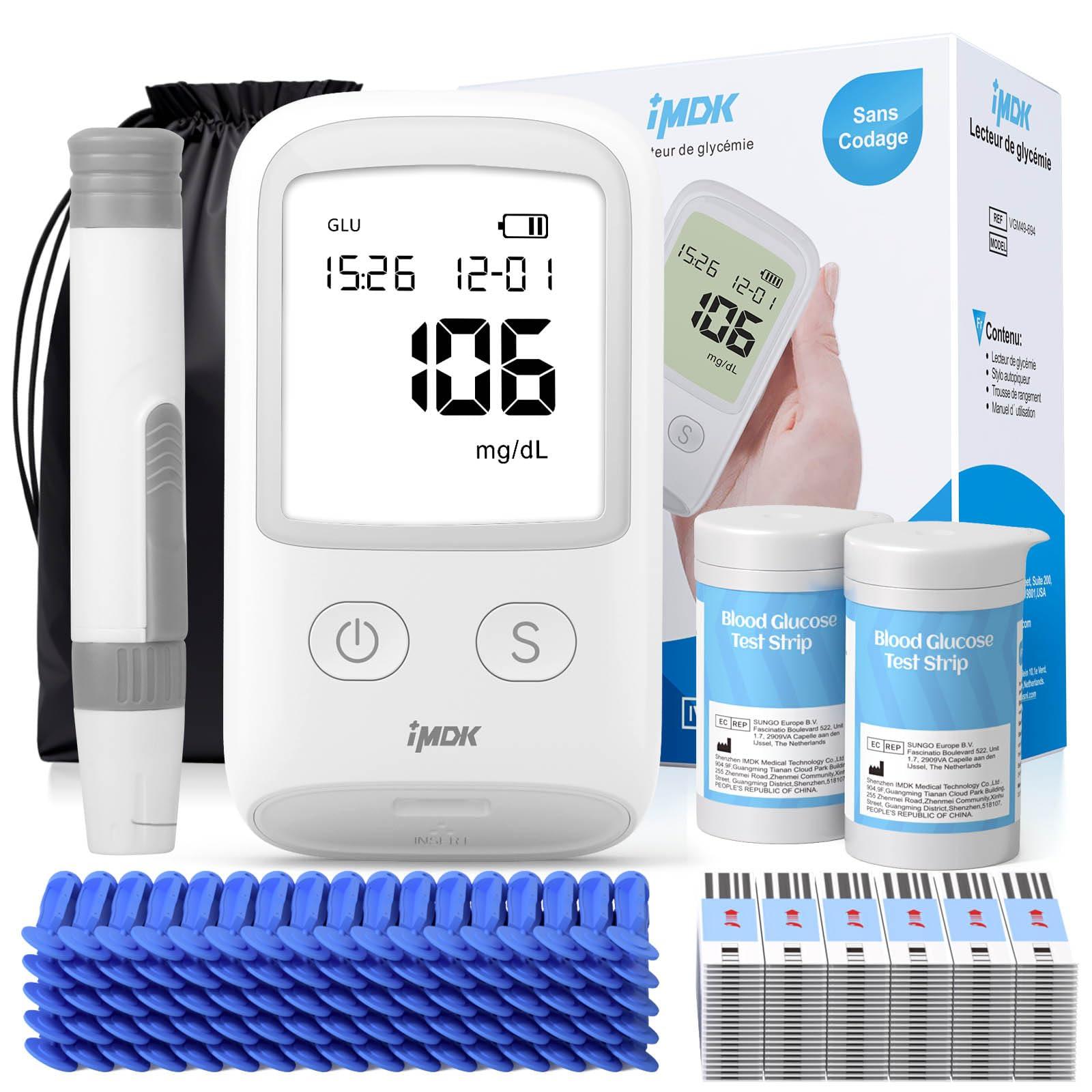 FoviFlxy IMDK Blood Glucose Monitor Kit, Blood Sugar Test Kit with 100 Glucometer Strips, 100 Lancets and 1 Lancing Devices, No Coding Required & FSA/HSA Eligible