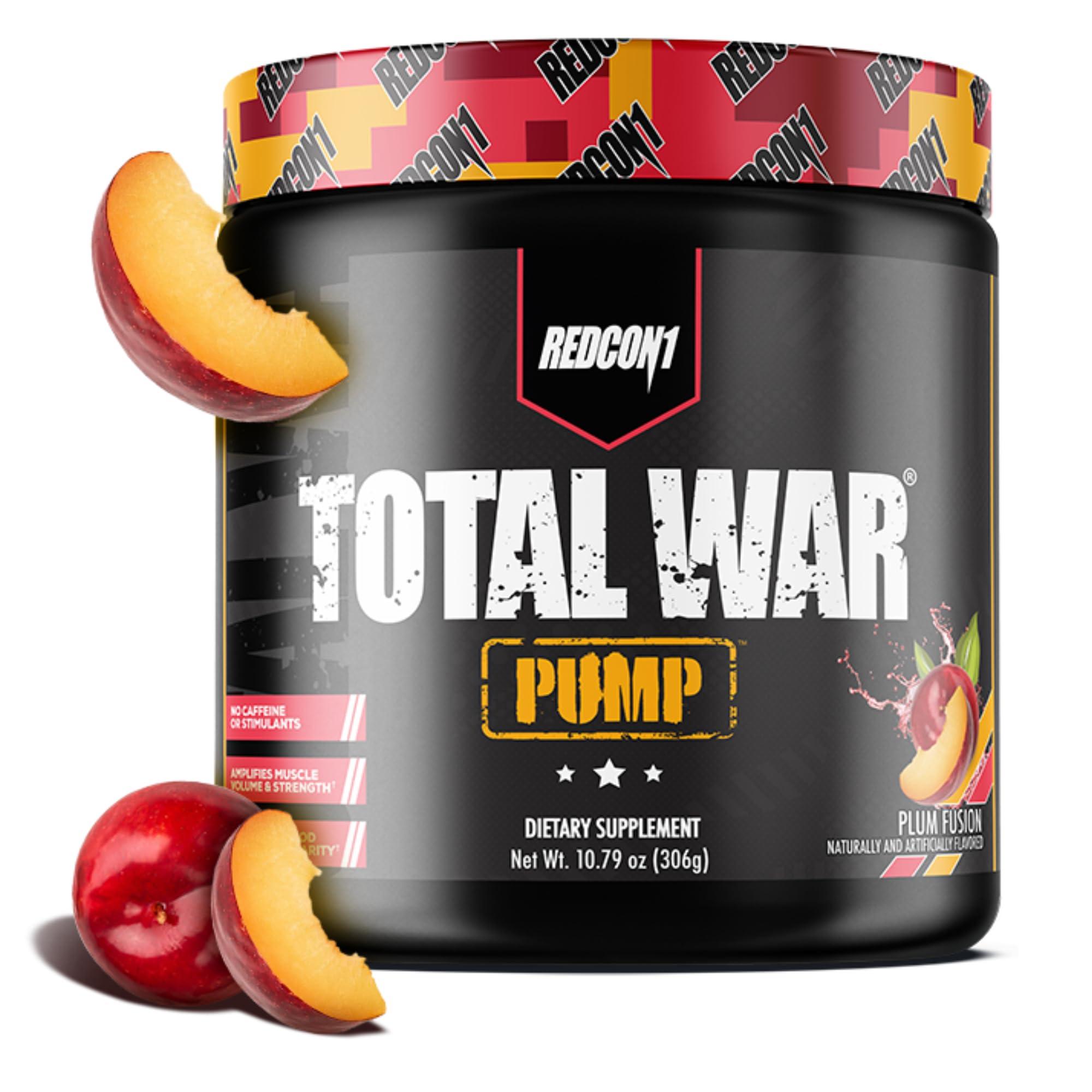 REDCON1 REDCON1 Non Stim & Caffeine Free Pre Workout Powder for Women & Men - Total War Pump - with L-Citrulline, Beta Alanine & More - Workout at Any Time of Day - Plum Fusion (10.79 oz)