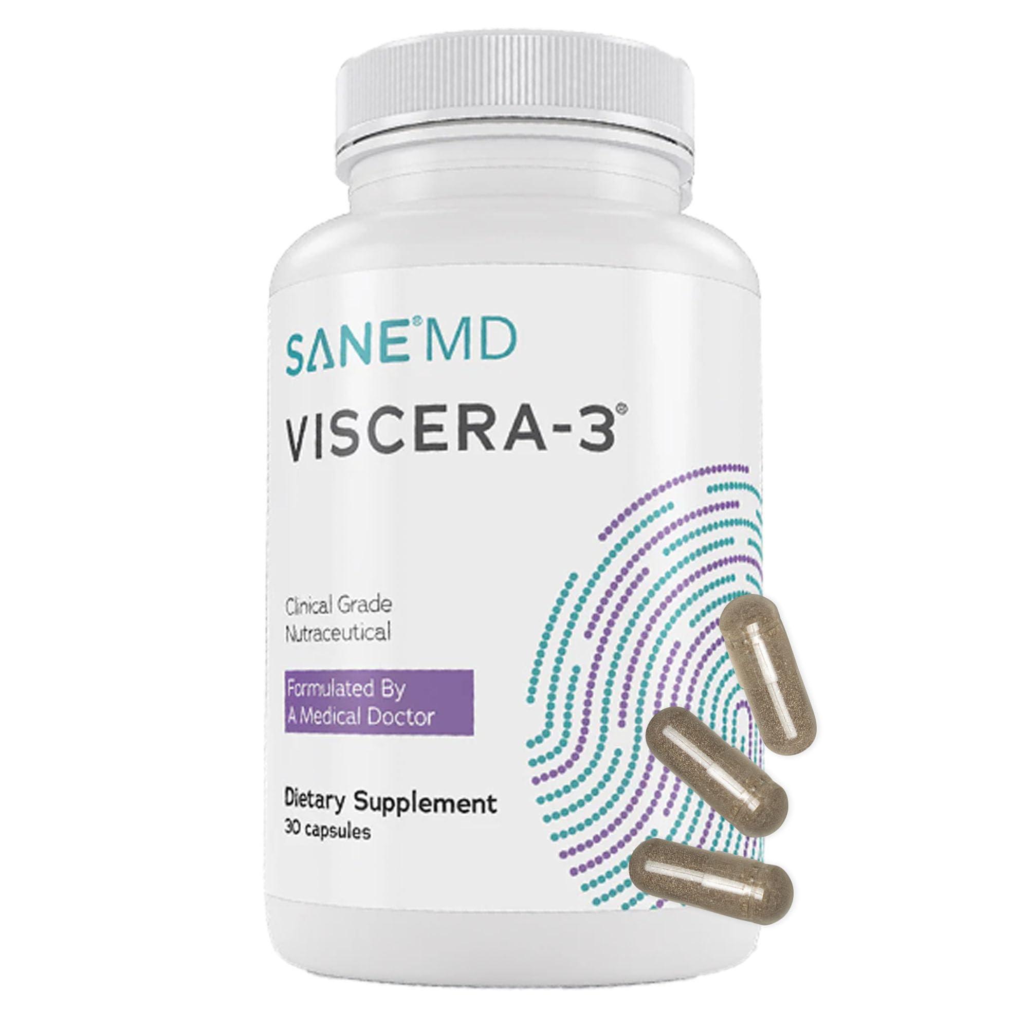 SANE SANE MD - Viscera 3 Postbiotics with Tributyrin - Sodium Butyrate Supplement for Gas and Bloating Relief - Gut Health - IBS & Leaky Gut Butyric Acid Supplement - NSF Certified - 30 Capsules
