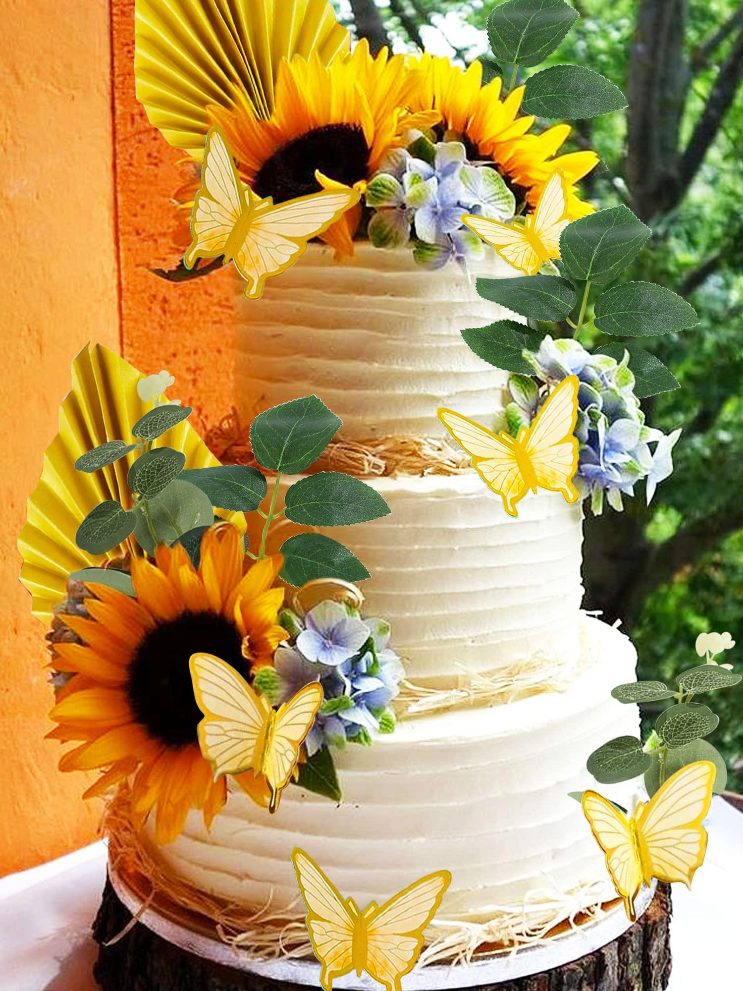LaVenty LaVenty Sunflower Birthday Cake Decoration Sunflower Baby Shower Cake Topper Girl Sunflower Party Supplies Sunflower Cake Topper Wedding