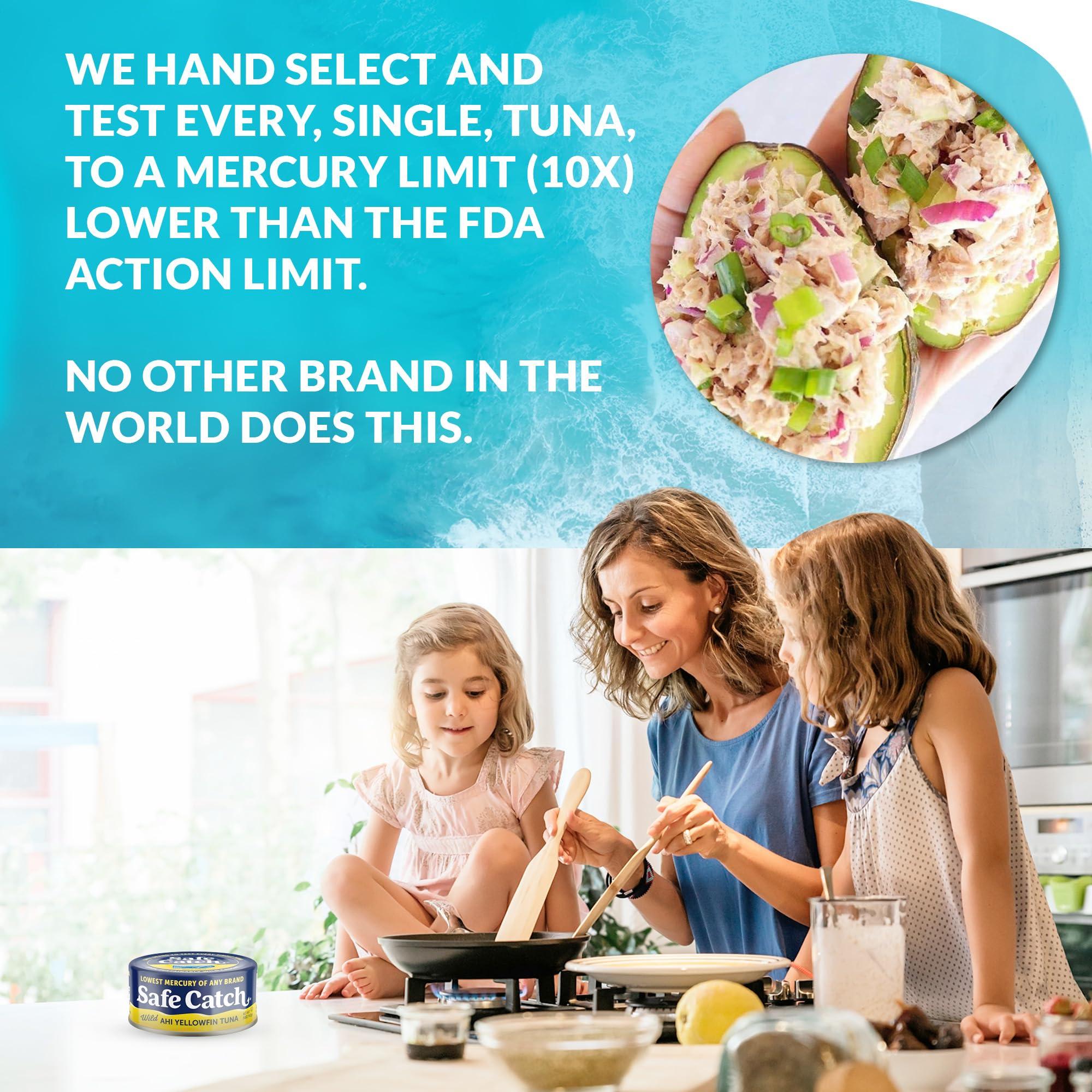 Safe Catch Safe Catch Wild Ahi Yellowfin Tuna Fish Canned, Wild Caught, Lowest Mercury, Lean Protein, Omega 3, Gluten-Free, Kosher, Pack of 6