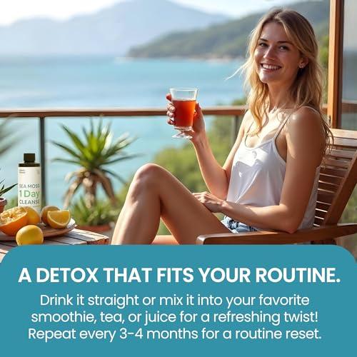 Atlantic Naturals Atlantic Naturals - 1 Day Colon Cleanse Full Body Detox Drink - Sea Moss Supplement for Women & Men, Gut Health, Kidney & Liver Immune Energy Enhancer Gut Cleanse - Lemon Flavor Juice, 8 fl oz