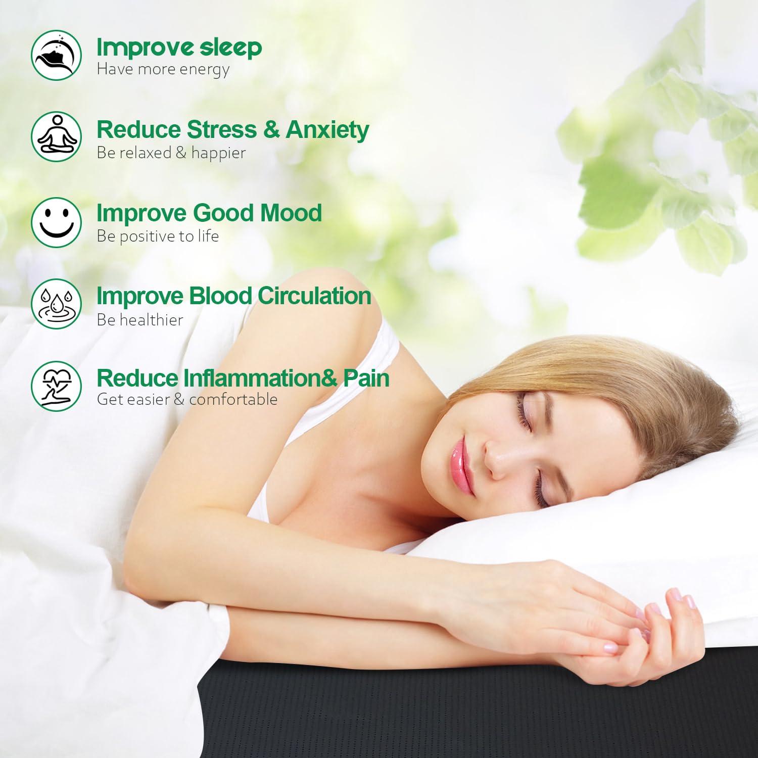 NeatEarthing Grounding Mat, Grounding Sleep Mat 54’’x 71’ Perforated Design 100% Conductive Carbon Leatherette Grounding Mats, Fits for Full Size