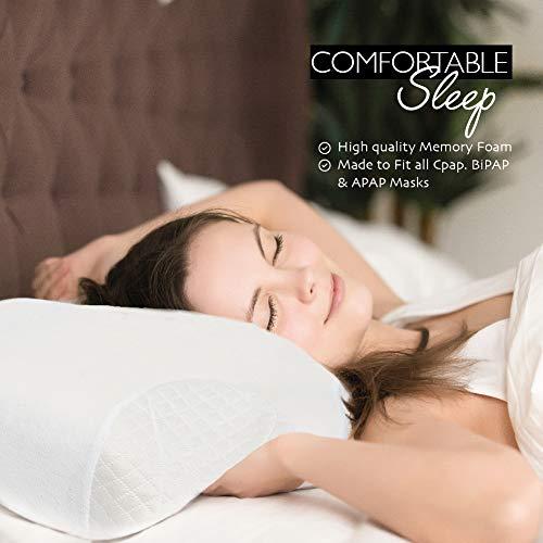 BALIBETOV Ergonomic CPAP Pillow for Side Sleepers Full Mask Compatible - Comfy Memory Foam CPAP Pillows For Side and Back Sleepers , Stomach Too - Reduce Air Leaks & Mask Pressure for a Better Sleep (Natural)
