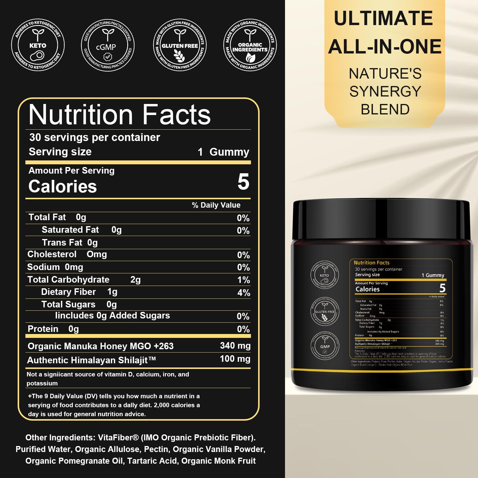 Civavo Natural Himalayan Shilajit Gummies, Organic Natural Shilajit Gummies for Men & Women, Supports Natural Energy and Strength, 30 Count