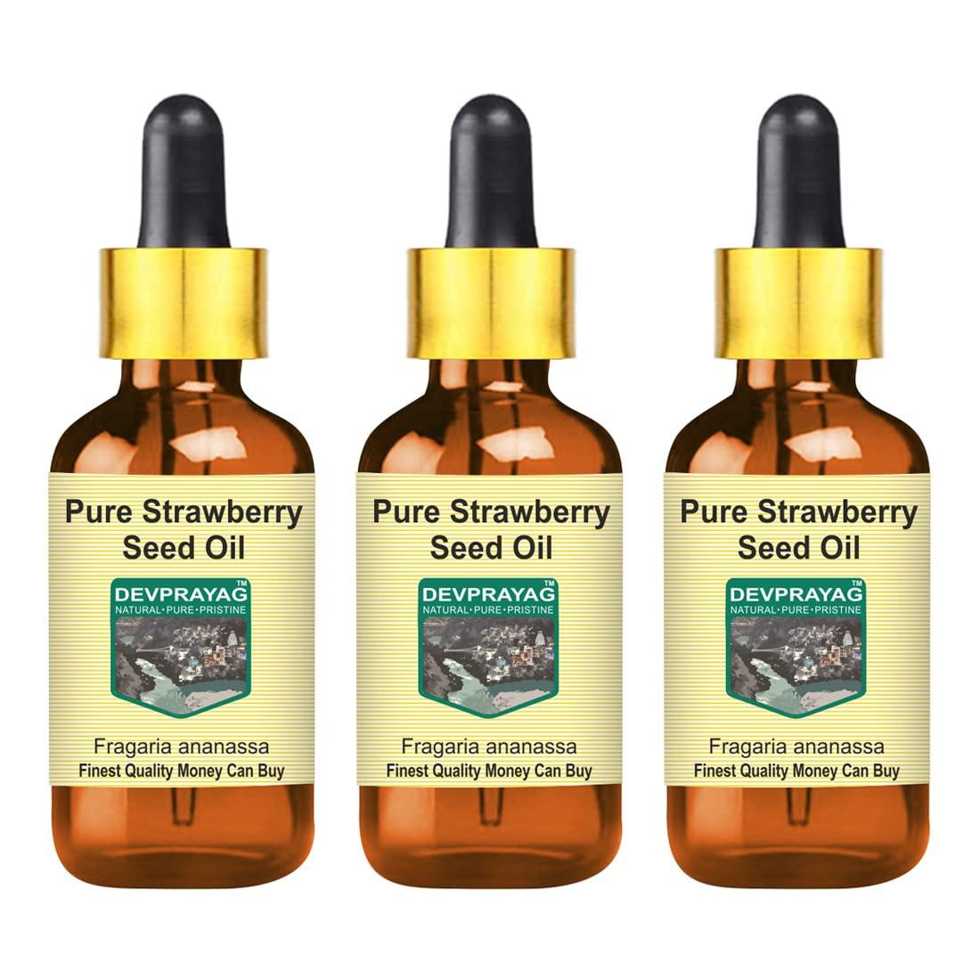 DEVPRAYAG DEVPRAYAG Pure Strawberry Seed Oil (Fragaria ananassa) with Glass Dropper (Pack of Three) 100mlx3 (10 oz)