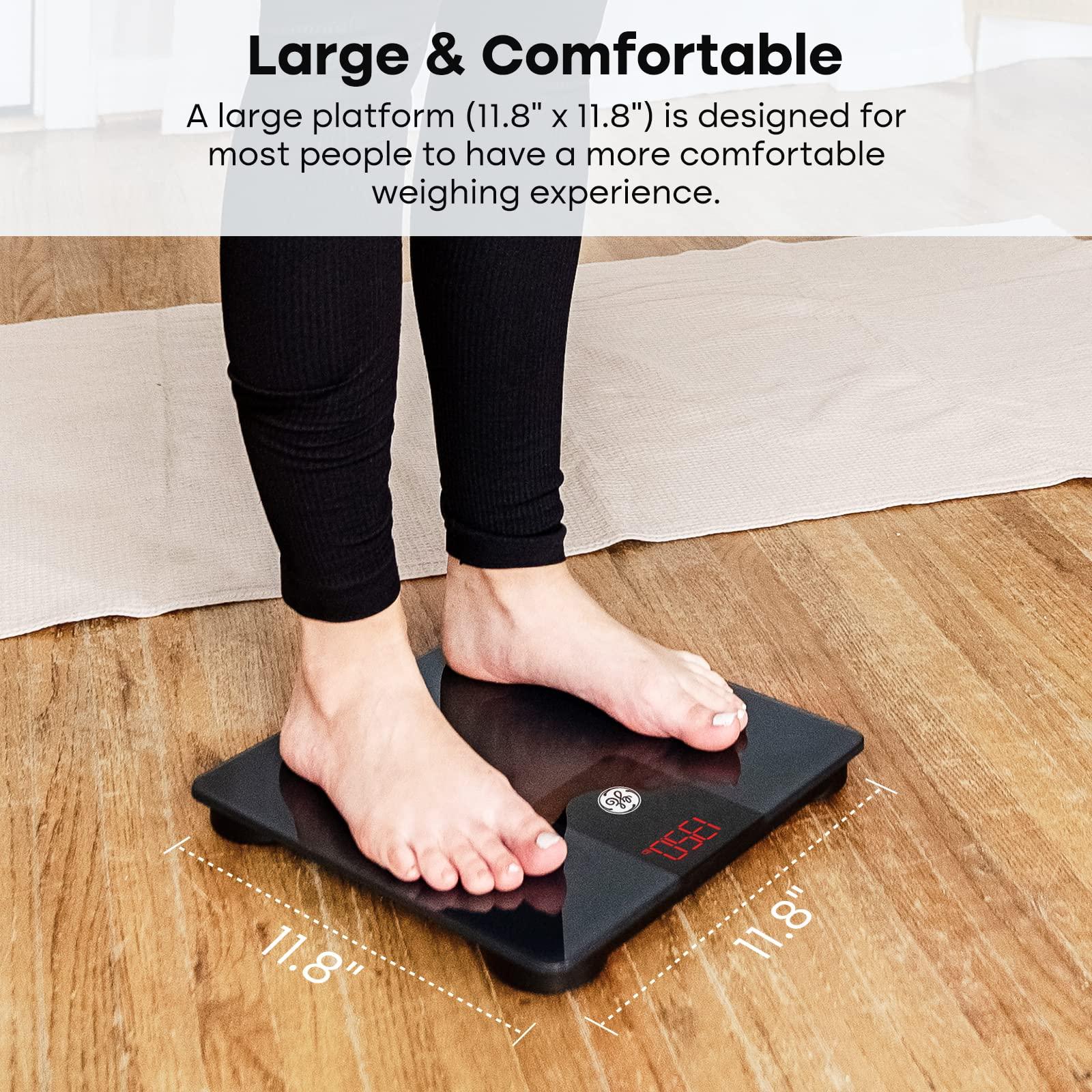 GE GE Bathroom Scale Body Weight: Digital BMI Weight Balance Scales FSA HSA Eligible Heavy Duty Measuring Device for People Accurate Bluetooth Weighing Electronic Weigh Machine, Black