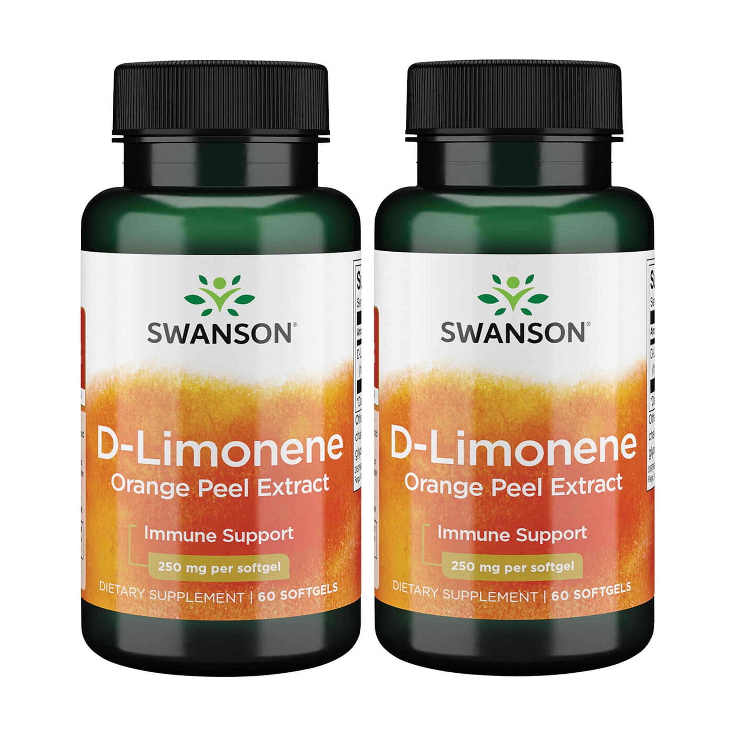 Swanson Swanson D-Limonene - Orange Peel Extract Supplement Promoting Cellular Health - High Potency Formula Supporting Health Defense - (60 Capsules, 250mg Each) (2 Pack)