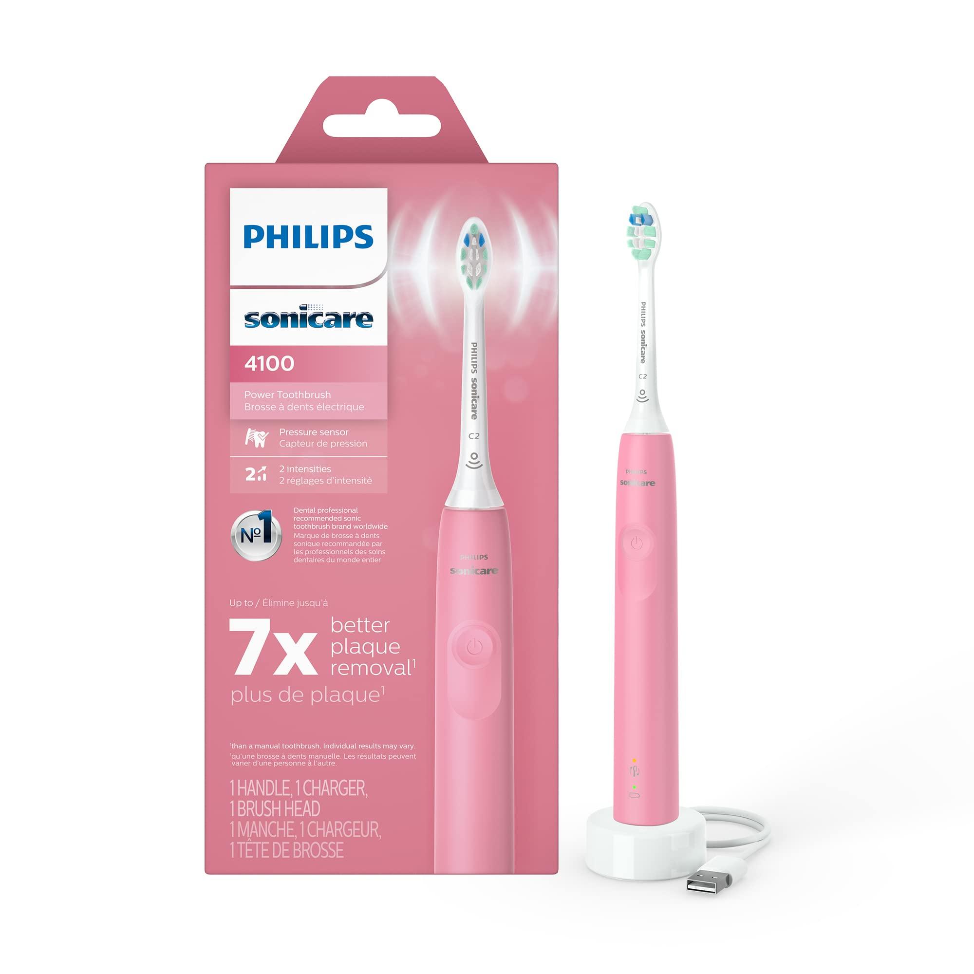Philips Sonicare Philips Sonicare for Kids 3+ Bluetooth Connected Rechargeable Electric Power Toothbrush & 4100 Power Toothbrush, Rechargeable Electric Toothbrush with Pressure Sensor