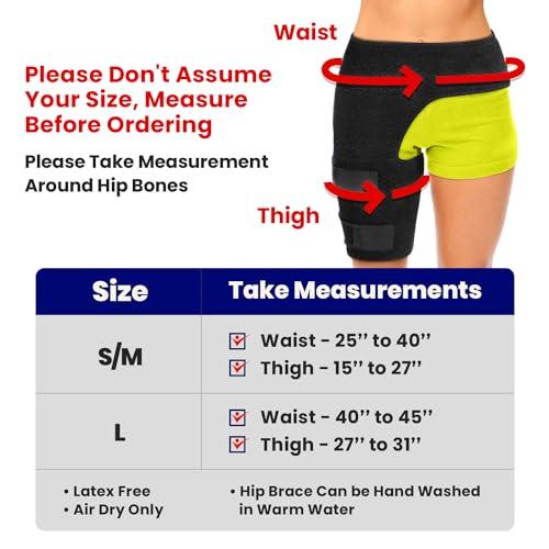 ARMSTRONG AMERIKA Hip Brace Thigh Compression Sleeve | Hip Sciatica Pain Relief Device Brace | Hamstring & Groin Compression Sleeve Wrap for Sciatic Nerve Relief | Hip Support Brace for Women & Men | Small / Right