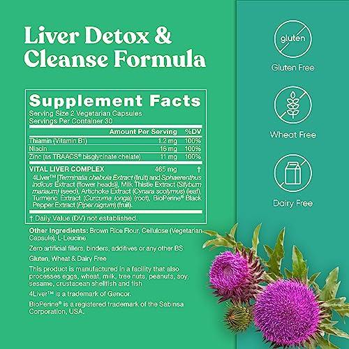 Eu Natural Vital Liver Cleanse Detox & Repair 9-in-1 Liver Support Supplement Milk Thistle, Artichoke Extract, Turmeric, Adaptogens Optimal Liver Function and Digestive Health 60 Vegetarian Soft Capsules