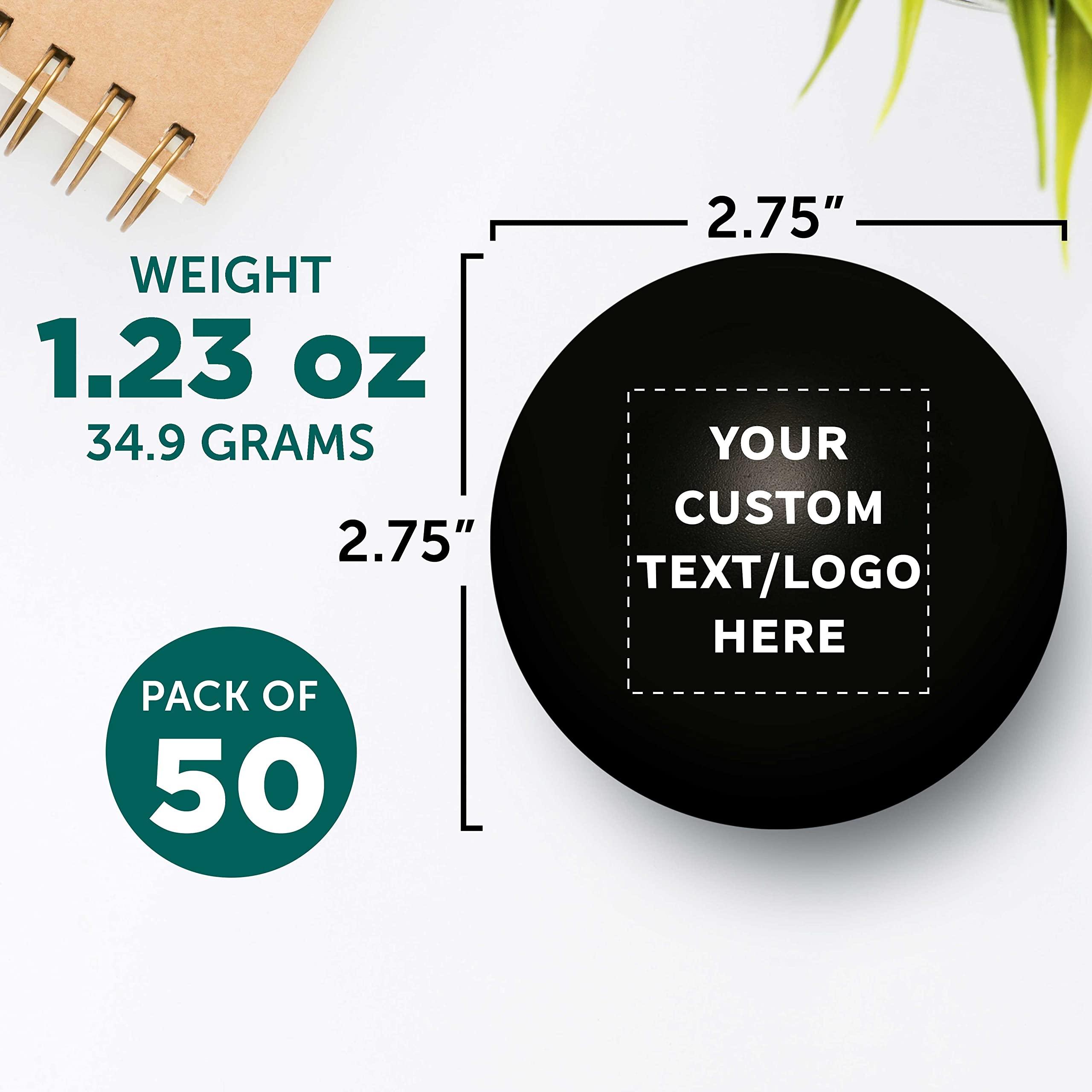 DISCOUNT PROMOS Custom Stress Balls for Adults Set of 50, Personalized Bulk Pack - Relief, Perfect for Your Desk, Office or Home - Black