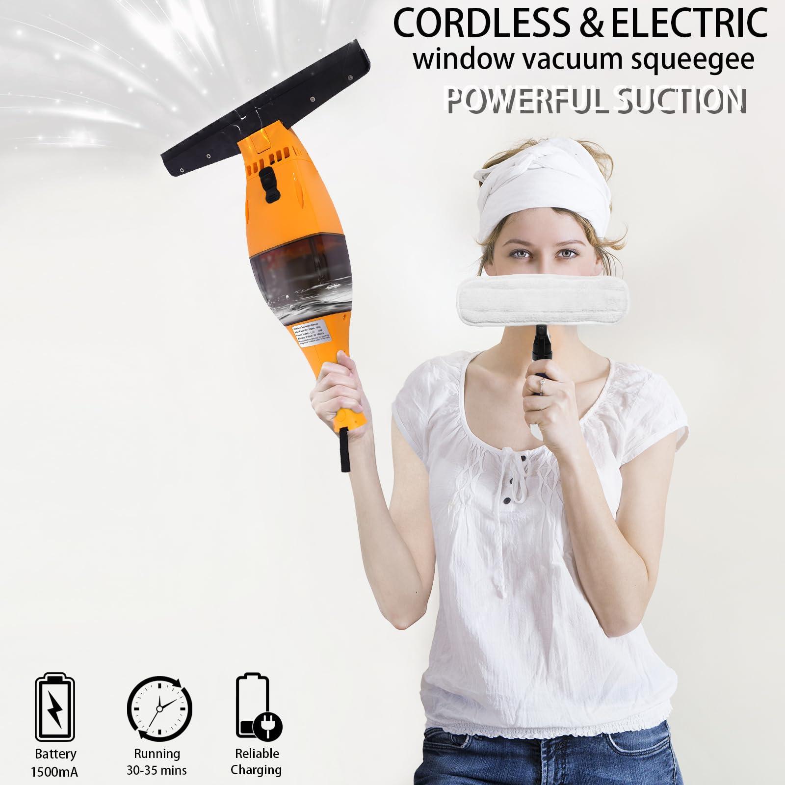 Licyor Rechargeable Window Vac, Window Vacuum Squeegee, Cordless Window Vacuum Cleaner Set, Electric Cleaning Tool for Windows, Tiles, Mirrors, Visual Water Tank