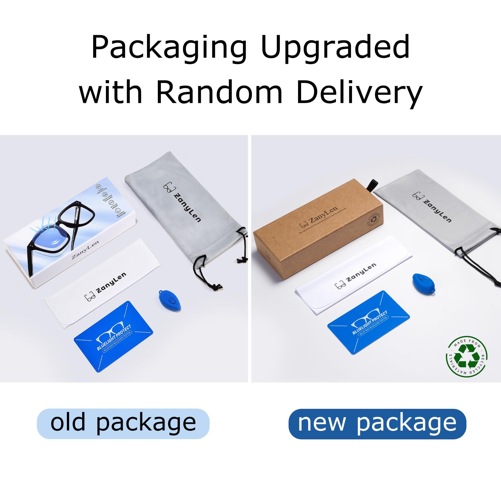 ZanyLen ZanyLen Blue Light Glasses Men Rectangle Large Browline Computer Gaming Glasses Blue Blocker Anti-Glare UV400 Protection Clear Lens (Black Metal/Black TR90 Glasses)