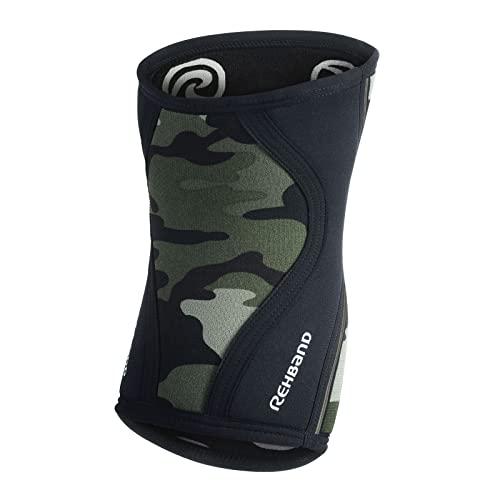 Rehband Rehband RX Knee Support for Strength Training & Fitness - 7mm Neoprene Knee Sleeve, Flexible & Non-Slip, Knee Sleeve for Men & Women, Colour:Camo - 1 Pair, Size:Large