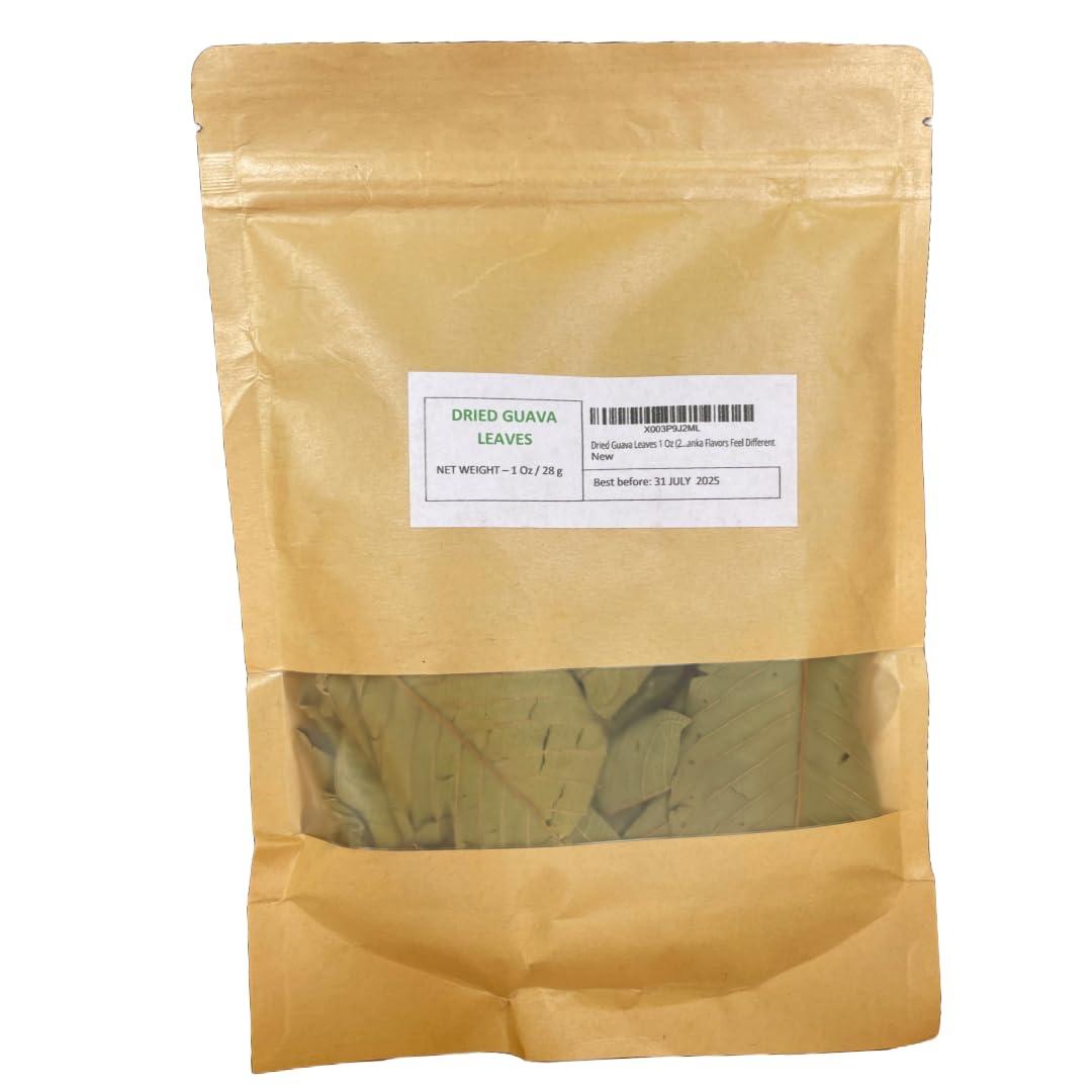 Lanka Flavors Feel Different Dried Guava Leaves 1 Oz (28g) Hojas De Guayaba Herbal Tea Natural Organic Air Dried Whole Leaf Harvested from Ceylon - Lanka Flavors Feel Different