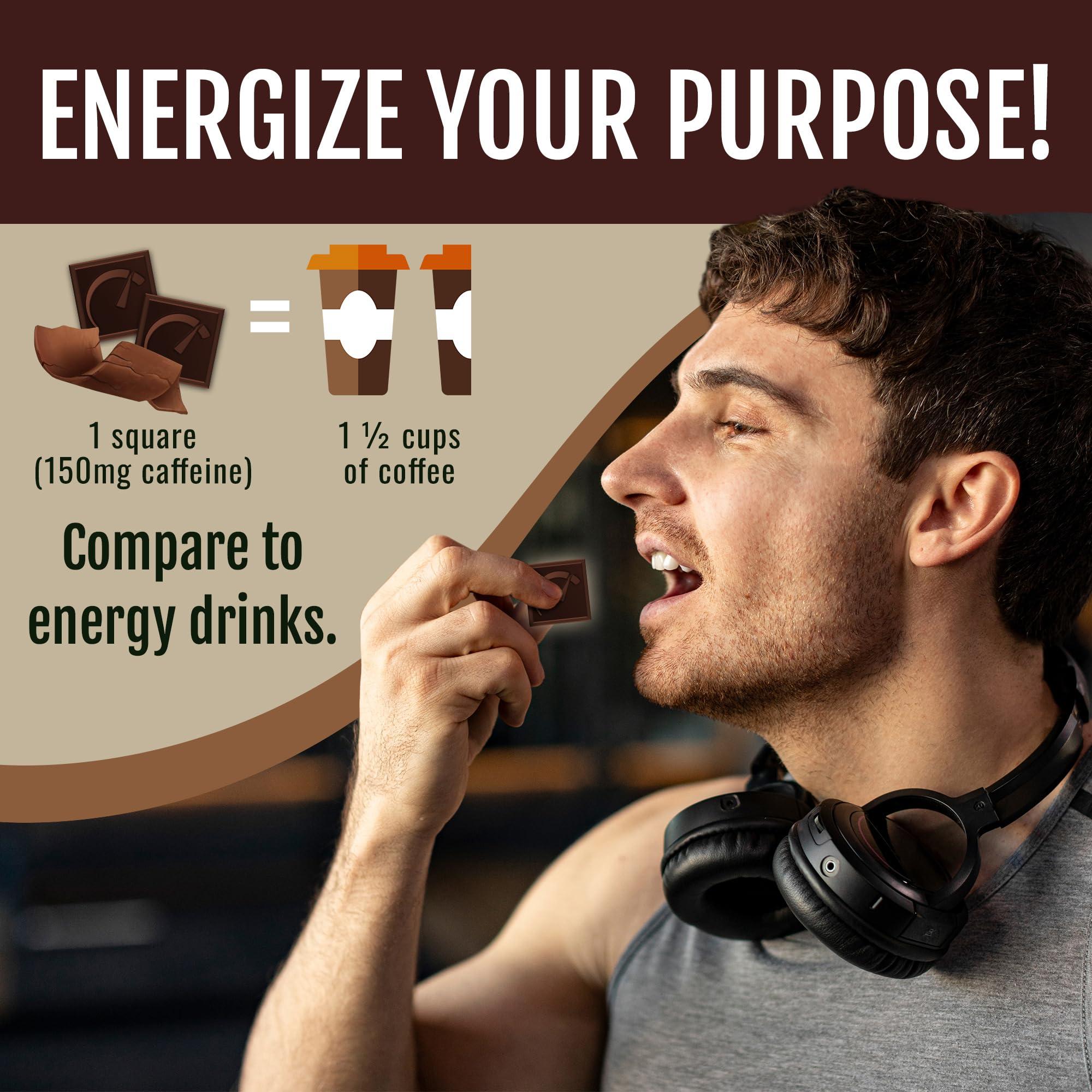 ZenEvo Driving Energy - Caffeinated Energy Bite Size - Dark Chocolate Energy Fuel with 150mg Caffeine - Long-Lasting Energy for Gym, Workout, Adults - Great Taste - Low Carb - Healthy Snack - 30 Count